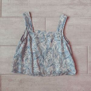 Rusty Tank Wide Strap Linen Flowy Beach Top Marbleized Pattern XS 6 Unique Boho